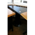 Black Desk-Height End Run-Off, Tapered Arc, 30 x 22